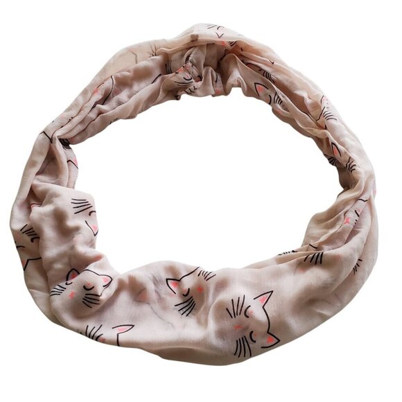Lina Lily Cute Cat Print Boho Infinity Scarf Gift Accessories Fun Cat Lady - Picture 4 of 10